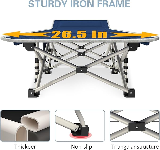 2 Pack Camping Cot with Mattress Comfortable Cots for Sleeping Sleeping Cot Folding Cot Double Layer Oxford Heavy Duty Camping Bed with Carry Bag for Home Office Nap Outdoor Travel