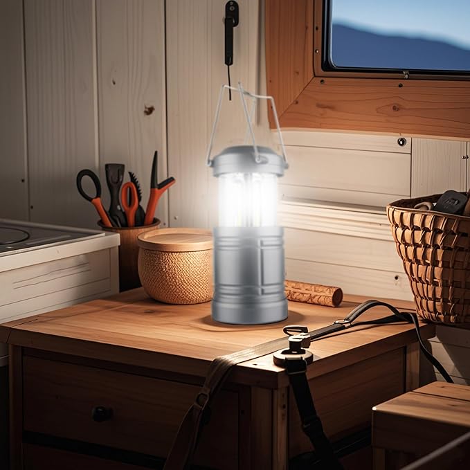 4 Pack Camping Lanterns, Battery Powered LED Lantern for Hurricanes, Power Outages, and Outdoor Use