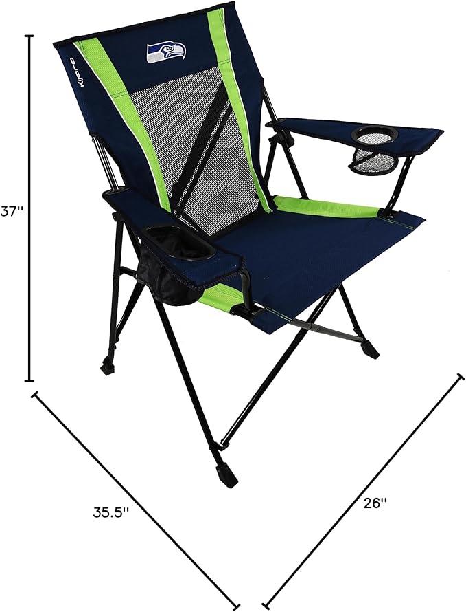 Kijaro Sports Fan Folding Chair, 26" L x 35.5" W x 37" H, Seattle Seahawks