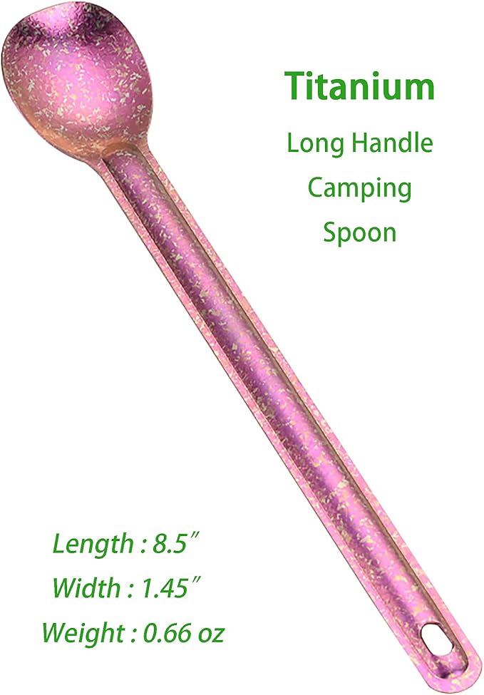 Titanium Long Handel Spork and Spoon, Camping Spork and Spoon, Soup Spoon, Eco-Friendly Coffee Spoon, Portable Travel Camping Utensils