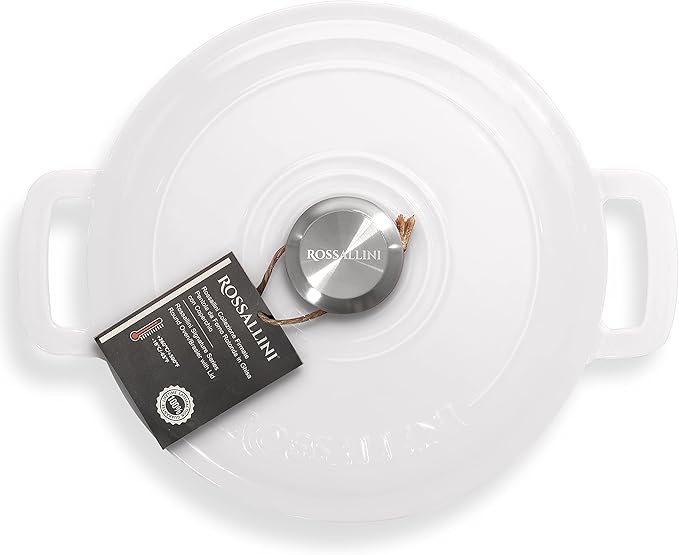 Signature Enameled Cast Iron Dutch Oven, Non-Stick Serving Pot with Tight Fitting Lid for Perfect Roasting, Baking, Sauteing, and Bread Making | 13.5Q (12.7L) - White