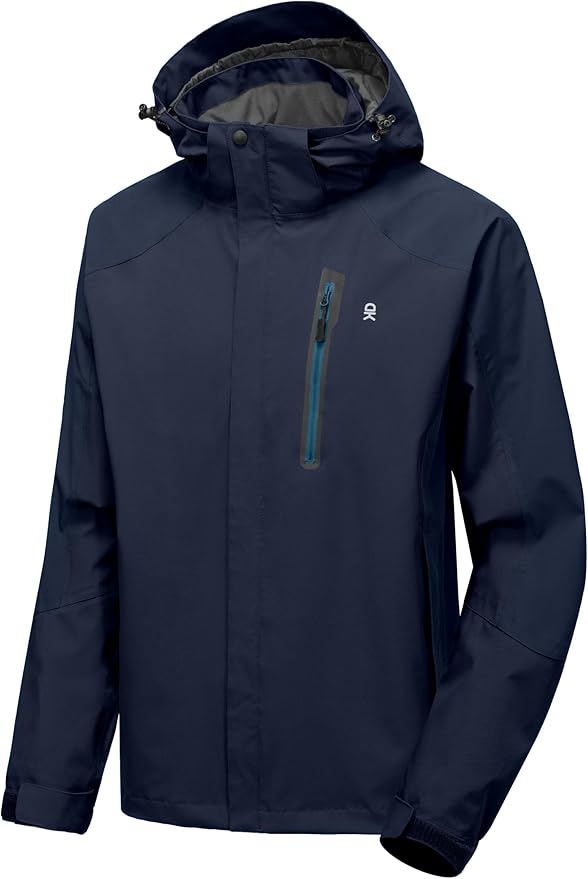 Little Donkey Andy Men's Waterproof Rain Jacket Outdoor Lightweight Hooded Raincoat for Hiking Golf Travel Fishing