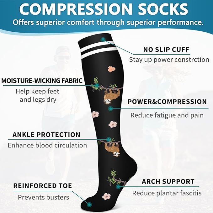 6 Pack Copper Compression Socks for Women and Men Circulation-Best Support for Medical, Running,Nursing,Athletic