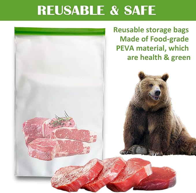 Odor Proof Food Storage Bear Bags Reusable Zipper Barrier Bags Airtight Bags Keep Fresh and Waterproof for Backpacking, Camping, Outdoor Bear Proof Refrigerator Freezing (2 Pack)