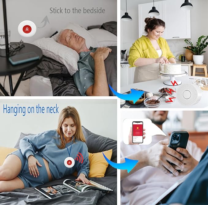 WiFi Caregiver Pager Call Button Wireless Nurse Alert Call Bell Emergency Alert Pager at Home for Elderly Patients