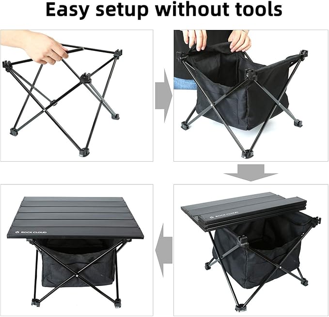 ROCK CLOUD Portable Camping Table Ultralight Aluminum Camp Table with Storage Bag Folding Beach Table for Camping Hiking Backpacking Outdoor Picnic