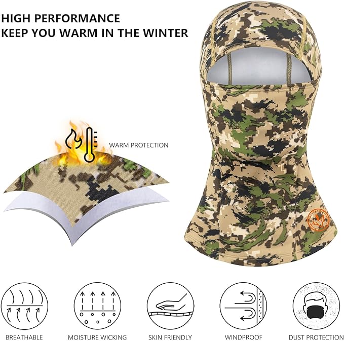BASSDASH Winter Balaclava Fleece Ski Mask Ninja Hood Neck Warmer Fishing Hunting