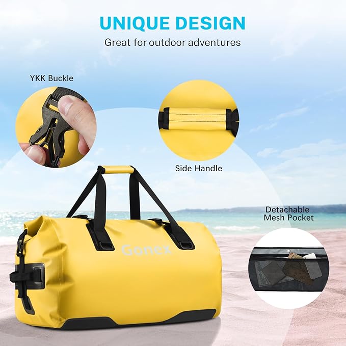 Gonex 40L 60L 80L Extra Large Waterproof Duffle Travel Dry Duffel Bag Heavy Duty Bag with Durable Straps & Handles for Kayaking Paddleboarding Boating Rafting Fishing