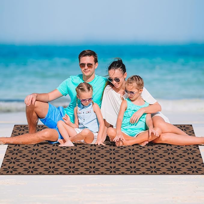 Reversible Rugs Plastic Rug Outdoor Rug Lightweight Outside Mats Modern Outdoor Rug for Patio Portable Mats for RV Backyard Deck Picnic Beach (6x9, Yellow Flower)