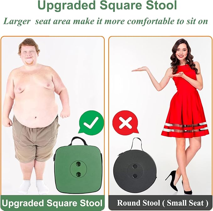 Fishboy Upgraded Square Collapsible Stool, 400lbs Max Weight, Lightweight But Sturdy, Portable Retractable Folding Telescoping Foldable Camping Stool for Adults Outdoor Fishing Hiking Travel BBQ