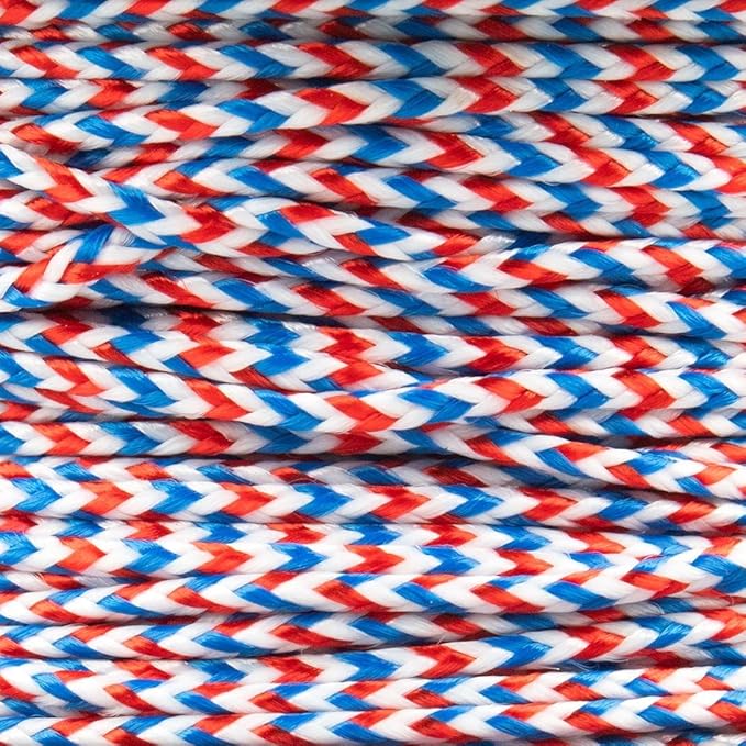 Paracord Planet Micro Paracord – Thin Braided Cord for Crafting, Fishing, and DIY Projects in 125 ft Spools – Red, White & Blue