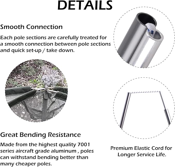 Azarxis Tent Poles Aluminum Tent Rod Replacement Camping Accessories, Multifunction Lightweight Tent Poles Repair Kit, 7001 Series Aircraft-Grade Aluminum