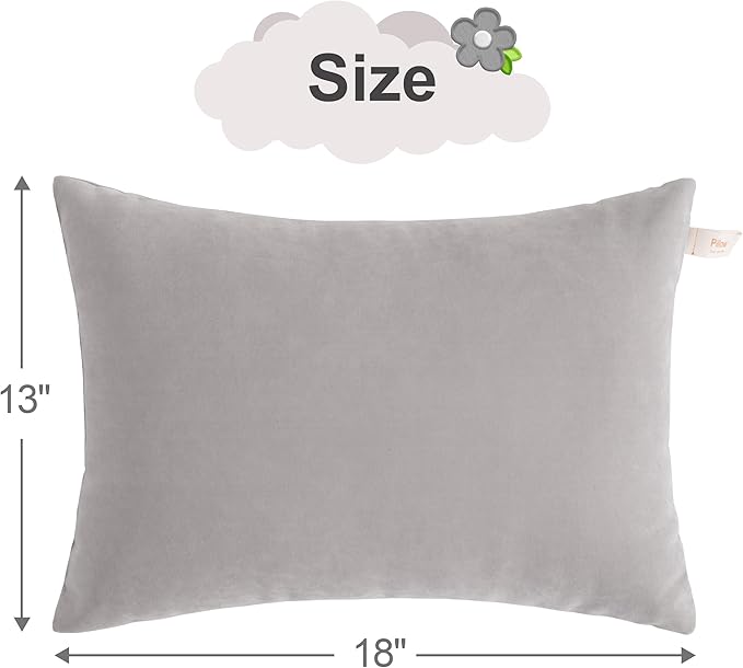 BEDSUM 2 Pack Pillows, 13"x18" Microfiber Pillow for Travel, Pet, Soft and Machine Washable Small Pillows for Neck, Wrist, and Knee Comfort, Light Grey
