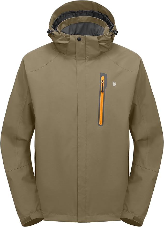 Little Donkey Andy Men's Waterproof Rain Jacket Outdoor Lightweight Hooded Raincoat for Hiking Golf Travel Fishing