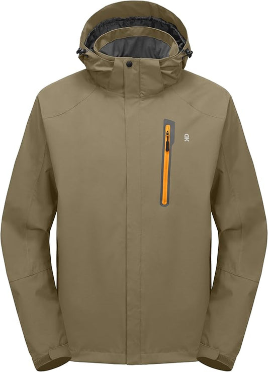 Little Donkey Andy Men's Waterproof Rain Jacket Outdoor Lightweight Hooded Raincoat for Hiking Golf Travel Fishing