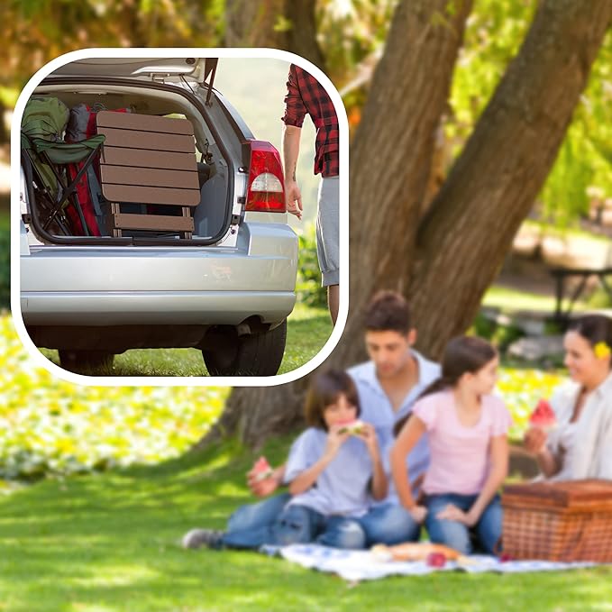 TORVA Outdoor Adirondack Foldable Side Table,Patio End Table for Poolside Garden, Weather Resistant Coffee Table -Plastic High-Density PE（Brown Color-floldable