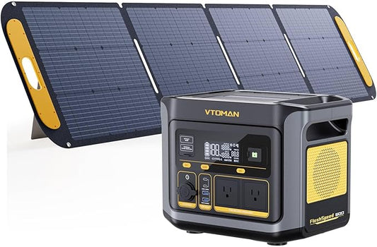 VTOMAN FlashSpeed 600 Portable Power Station with 200W Solar Panel - 499Wh/600W(1200W Peak) Solar Generator with LiFePO4 Battery, 100W USB-C, 60 Min Fast Charging 0-80% for Camping, Fishing, RVs