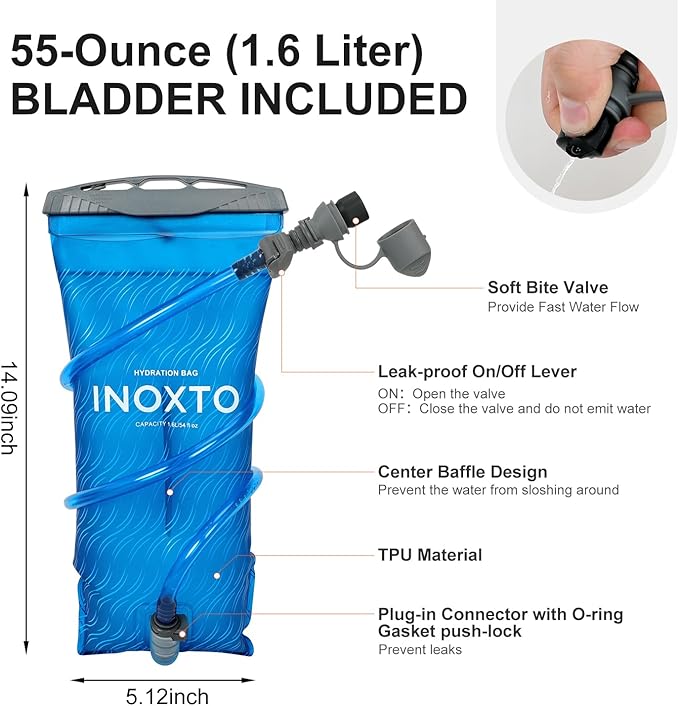 Running Hydration Vest Backpack, Lightweight Water Backpack with 1.6L Water Bladder Daypack for Women Men,Adjustable Running Vest Pack for Trail Running Hiking Cycling Race Marathon