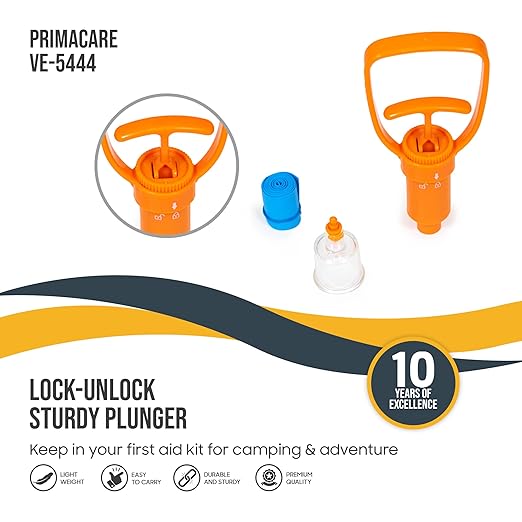 Primacare VE-5444 First Aid Venom Extractor Pump, Outdoor and Portable One-Hand Suction for Snake, Bee, Bug, Scorpion Bites and Stings Removal, Survival Poison Extraction Rescue Pump