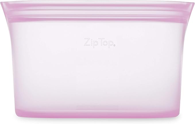 Zip Top Reusable Food Storage Bags | Large Dish [Lavender] | Silicone Meal Prep Container | Microwave, Dishwasher and Freezer Safe | Made in the USA