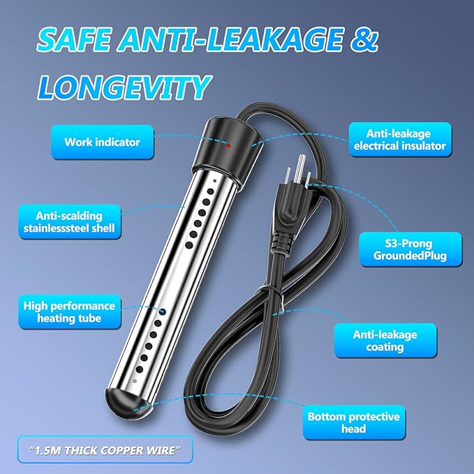 BSEED Portable Shower for Camping with Immersion Water Heater, 6000mAh Rechargeable Camping Shower with Intelligent LED Display, Outdoor Shower for Hiking, Travel, Pets & Car Washing, Wartering Plants