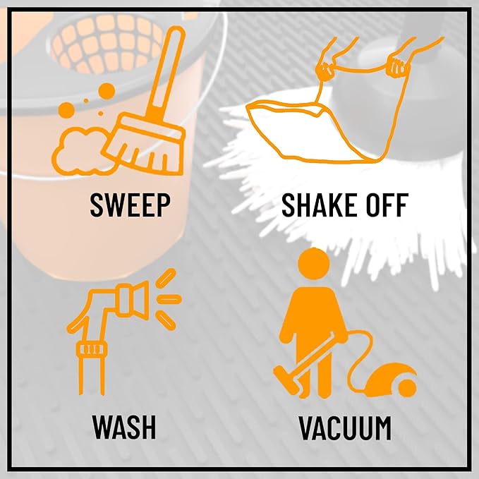 Ottomanson Easy Clean, Waterproof Non-Slip 3x5 Indoor/Outdoor Rubber Doormat, 35" x 60", Black