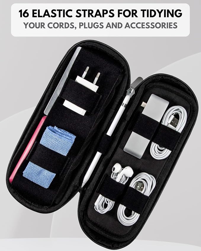 SIDE BY SIDE Electronics Organizer Travel Case for Cables, Charger, Power Bank – Tech Bag for MacBook Accessories, Adapter – Slim Cord Organizer Bag with Gift Box for Travel & Daily Use