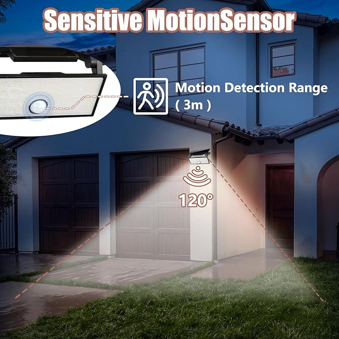 Solar Lights Outdoor 2 Pack, 700 Lumens 6500K, Handheld Motion Sensor Security Lights with Quick Charge, 360° Rotatable, IP65 Waterproof, 3 Modes for Garden/Garage/Walking Dog