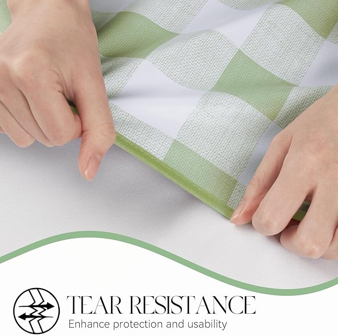 MOSAYT Rectangle Vinyl Tablecloth, 100% Waterproof Buffalo Gingham Plastic Table Cloth, Heavy Duty Wipeable Table Covers for Picnic, Outdoor, Camping - 54 x 108, Sage Green