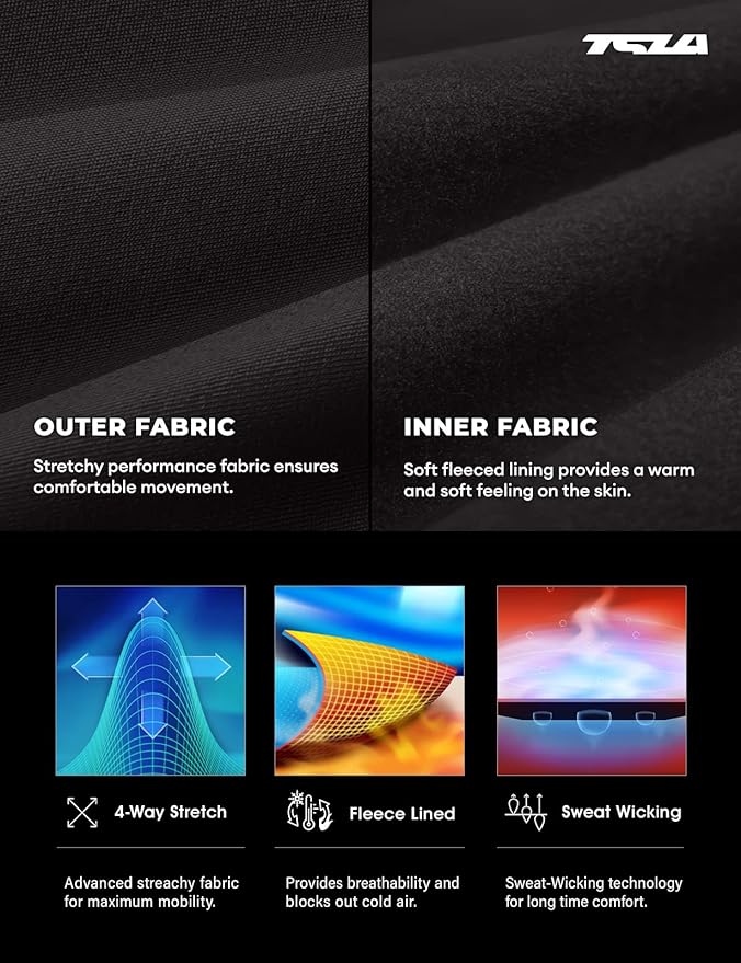 TSLA Men's Thermal Underwear Set, Microfiber Soft Fleece Lined Long Johns, Winter Warm Base Layer Top & Bottom