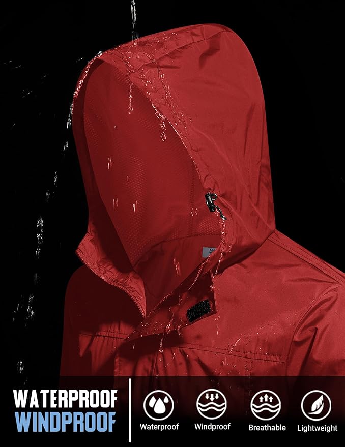 COOFANDY Men's Rain Jacket Waterproof With Hood Lightweight Packable Shell Raincoat Windbreaker For Cycling Golf Travel