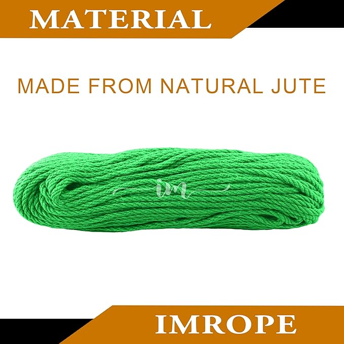 6mm x 50 Feet Dark Green Green Jute Rope, Twine for Gardening Tomato Climbing Plant Tie Floristry Crafts Gift Wrapping Packing Decor