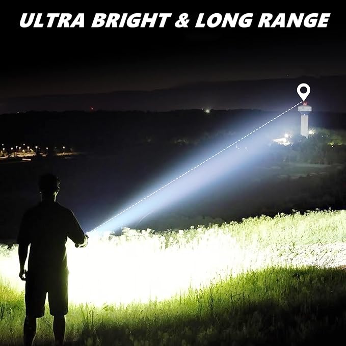 Flashlights High Lumens 2 Pack, Rechargeable Flashlight Super Bright Flash Light with Red Light,COB Work Light,IPX6 Waterproof Powerful Flashlight for Home Camping Disaster (2)