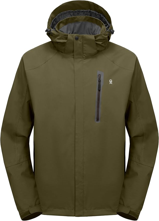 Little Donkey Andy Men's Waterproof Rain Jacket Outdoor Lightweight Hooded Raincoat for Hiking Golf Travel Fishing