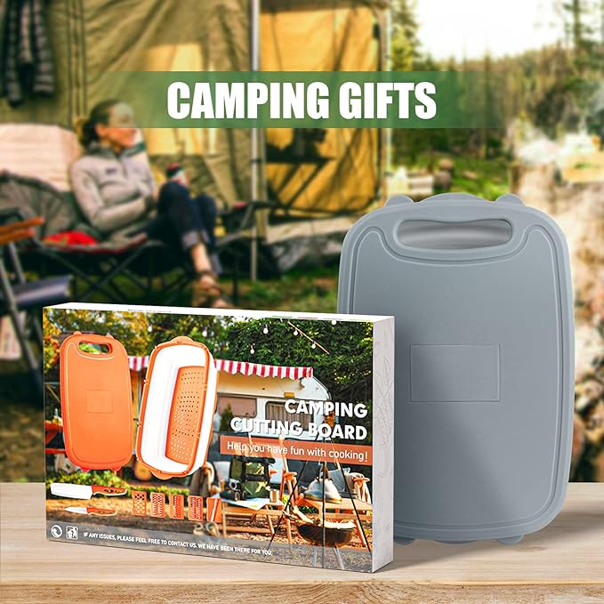 HI NINGER Collapsible Cutting Board with Colander, 9-In-1 Multi Chopping Board Kitchen Vegetable Washing Basket for Camping Gifts Camping Accessories for RV Campers