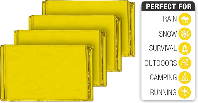 Swiss Safe 10 Pack Mylar Emergency Blankets for Survival - Compact & Insulated for Cold Weather - Designed for NASA, Outdoor, Running, Camping, Survival, First Aid Car Kit - Gold, 10 Pack