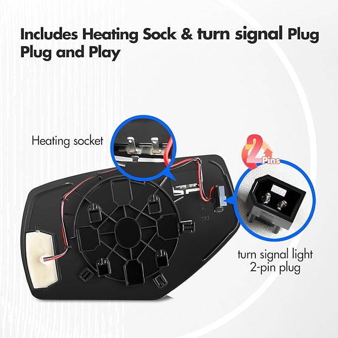 Passenger Side Mirror Replacement for 2014-2017 Chevy Silverado 1500 2500HD 3500HD, 2015 2016 2017 GMC Sierra 1500 2500 HD 3500 HD - Mirror Glass with Turn Signal, Right Heated, GM1325146