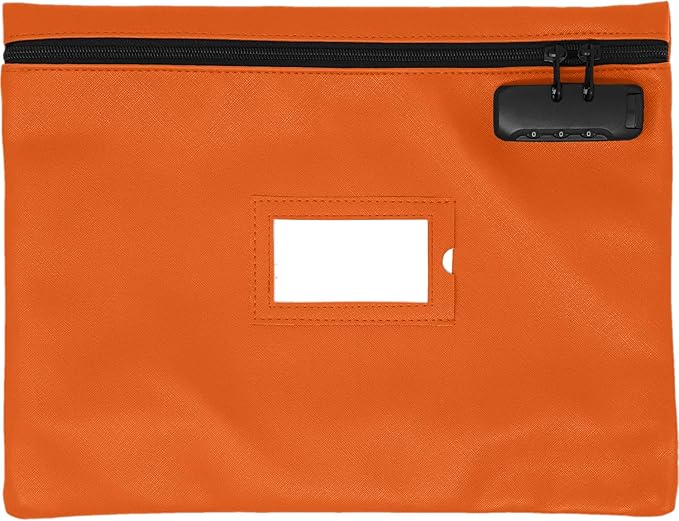 Orange Notary Bag with Lock | 14x11 inch | Zipper Supplies Bag | Locking Document Case for Notary Kit, Stamp, Embosser, Ink Pad, and Valuables