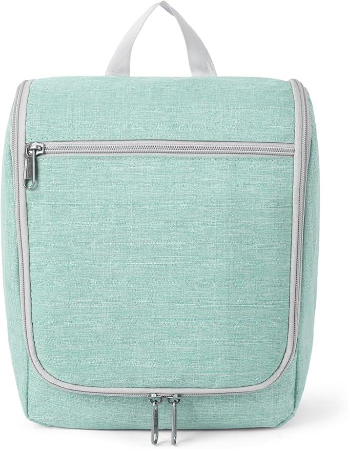 Della Gao Hanging Toiletry Bag for Men and Women, Portable Travel Makeup Bag Cosmetic Bag Toiletries Organizer, Bathroom Bag, Water Resistant Nylon - Green