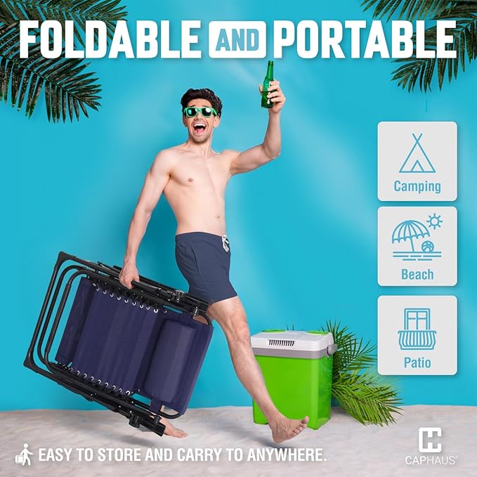 CAPHAUS Set of 2 Grey Zero Gravity Chair, Zero Gravity Recliner, Zero Gravity Lounge Chair, Anti-Gravity Chair for Indoor & Outdoor, Folding Reclining Chair w/Side Tray, Adjustable Pillow, Grey