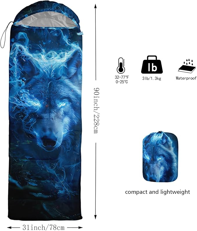 AILONEN Blue Glowing Basketball Sleeping Bag for Kids Boys,Warm and Cool Weather,Lightweight,Waterproof Backpacking,City Theme Ball Sports Sleeping Bag for Camping