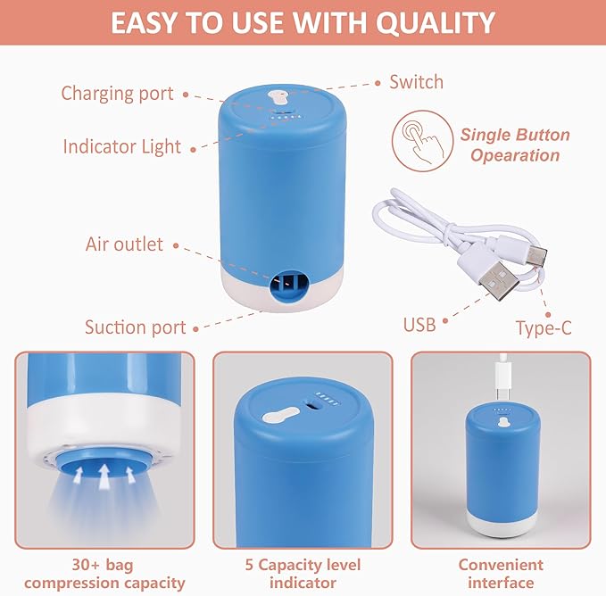 16 Pack Space Saver Storage Bags with Electric Air Pump