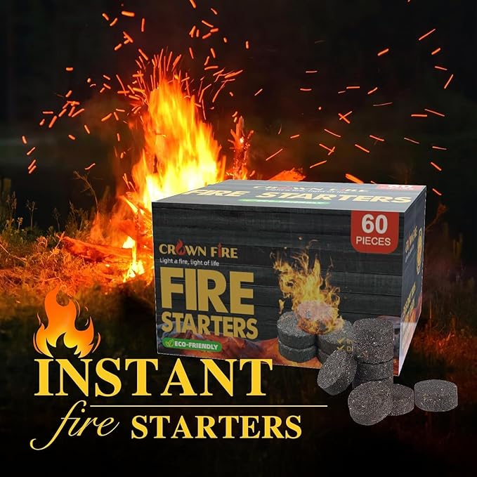 Fire Starters for Solo Stove Mesa, 60 Count BBQ Firestarter and Fireplace Accessories, Pellets for Bonfire and Firepit, Camping, Grilling, Cooking, Campfires, Charcoal, Wood, and Sticks