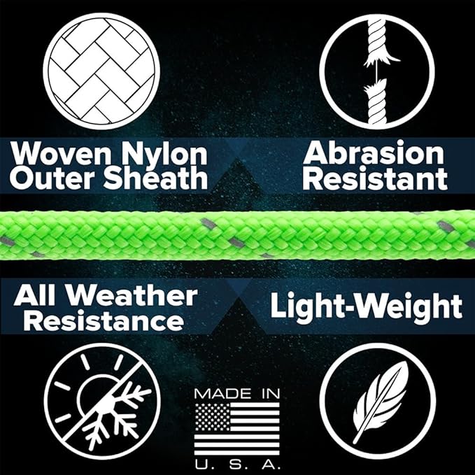 Paracord Planet Reflective 550lb Paracord – 7 Strand Type III Nylon Parachute Cord for Outdoor Visibility, Hiking, and Crafting – 30+ Colors and 4 Length Options