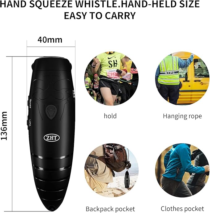 ZHT Electronic Whistles for Referees with USB Charging, 3 Tone High Volume Emergency Whistle for Referee Coaches Teacher, Outdoor Camping Hiking Boating Safety Whistles with Lanyard