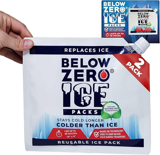 Below Zero Reusable Ice Packs for Coolers – Long Lasting Cooler Ice Pack Blocks, Leak-Proof Freezer Packs for Camping, Lunch Boxes & Travel
