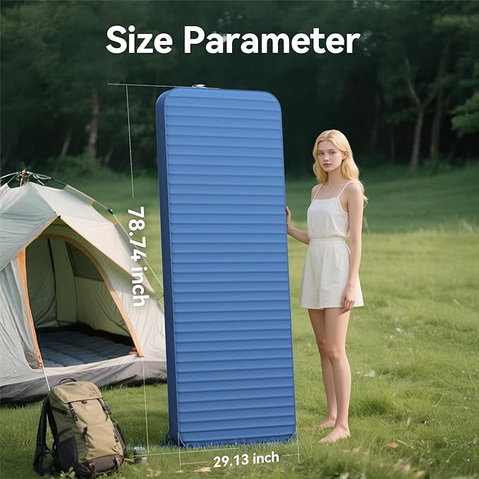 Sleeping Pad for Camping, Self Inflating 4" Ultra-Thick Memory Foam Camping Mat with Built-in Electric Pump, 9.5 R-Value Insulated Air Mattress Sleeping Pads for Car Travel Tent Cot