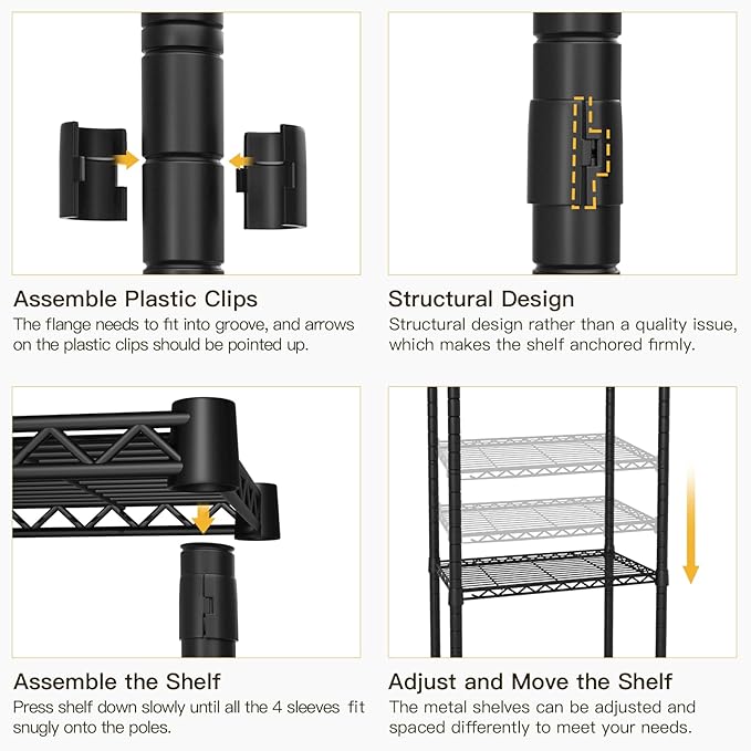 Ulif U11 Over Washer and Dryer Shelves, 3 Tiers Laundry Room Storage and Organizer Standing Shelf, Metal Freestanding Clothes Drying Rack, 33.9" W x 19.7" D x 77.6" H, Black