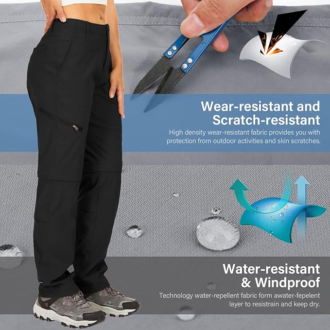 Women's Hiking Pants Convertible Zip Off Lightweight Quick Dry Outdoor Travel Camping Safari fising Pants