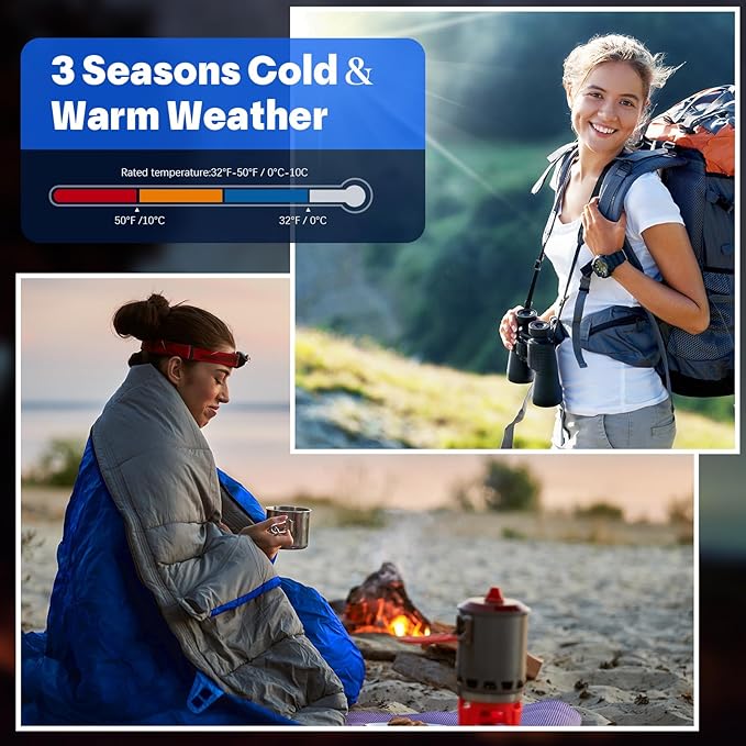 10 Pcs 0 Degree Camping Sleeping Bags Bulk for Adults Cold Weather Sleeping Bags 4 Season Warm Waterproof Lightweight with Compression Sack for Backpacking Hiking Travel Homeless